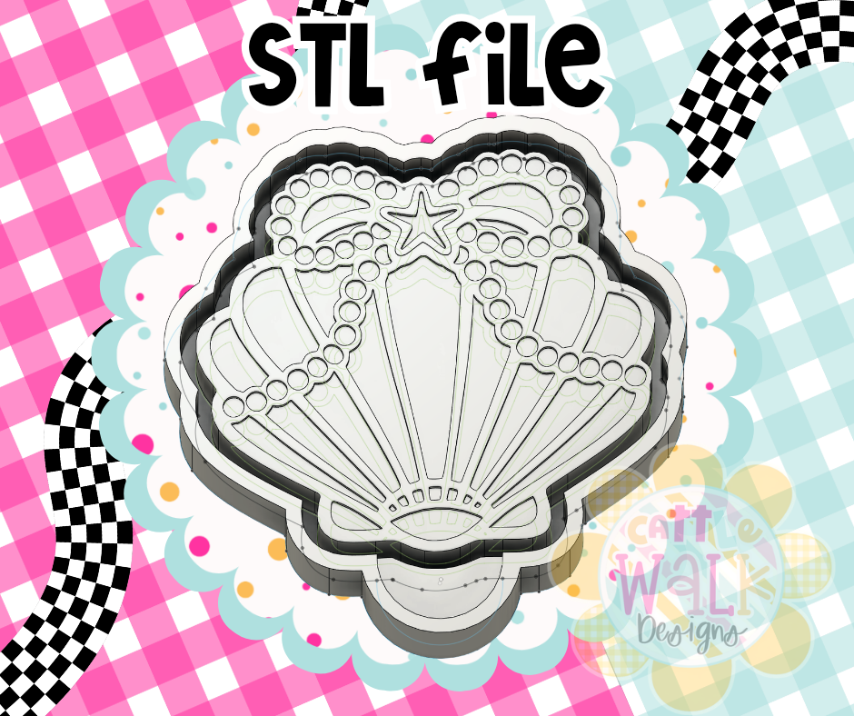 Pearl Bow Scallop Shell STL File | Coastal Freshie Mold Design