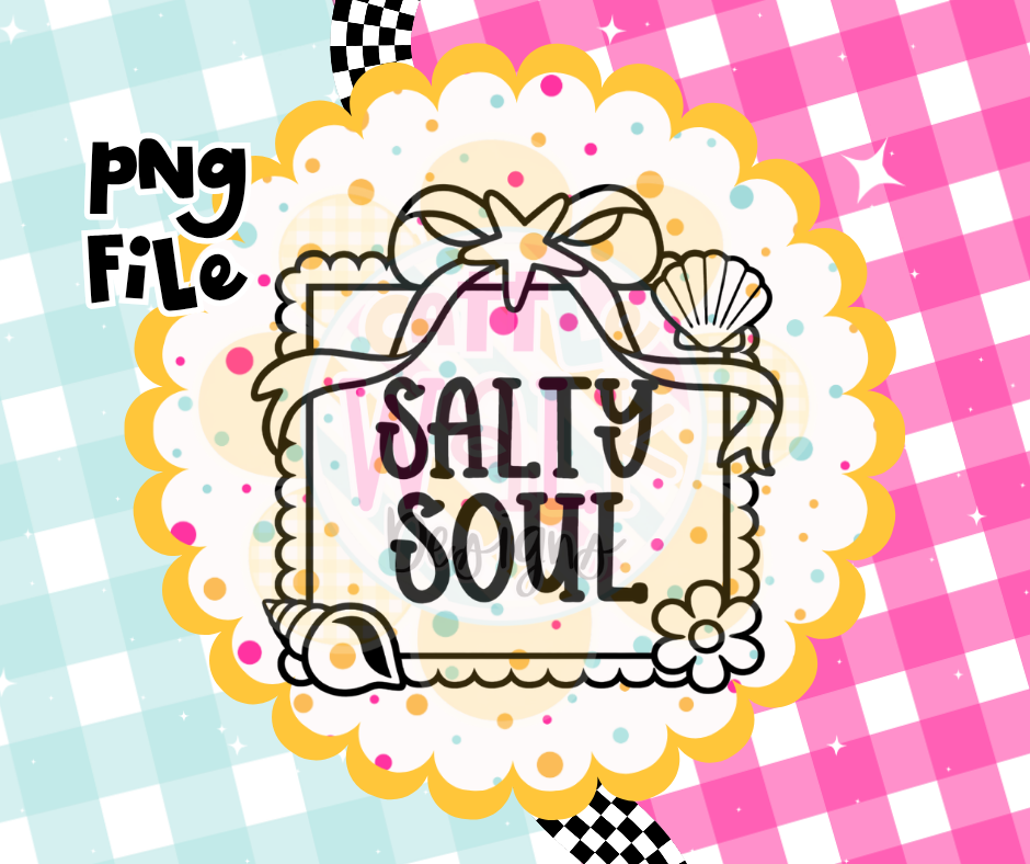 Salty Soul PNG | Coastal Frame Summer Design | Beach Quote PNG | Digital Download