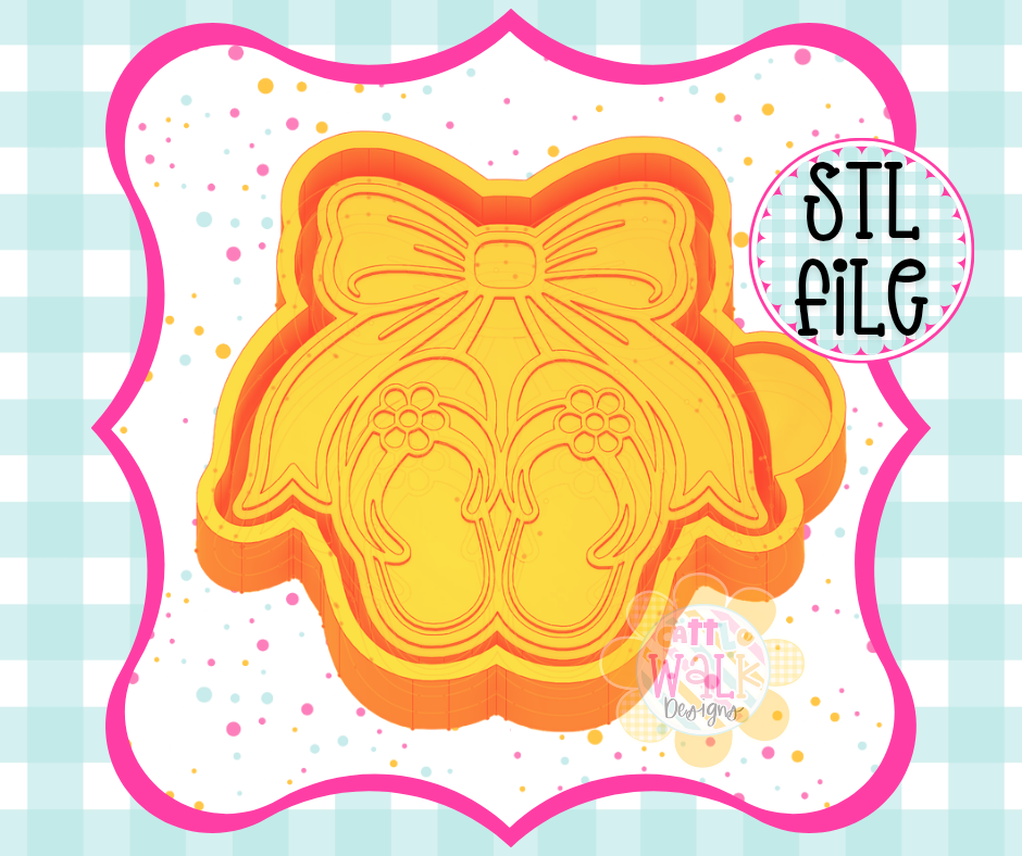 Flip Flops with Bow Freshie Mold STL | Summer Sandals STL File | Beach Freshie Mold | Car Freshie Mold STL Digital Download