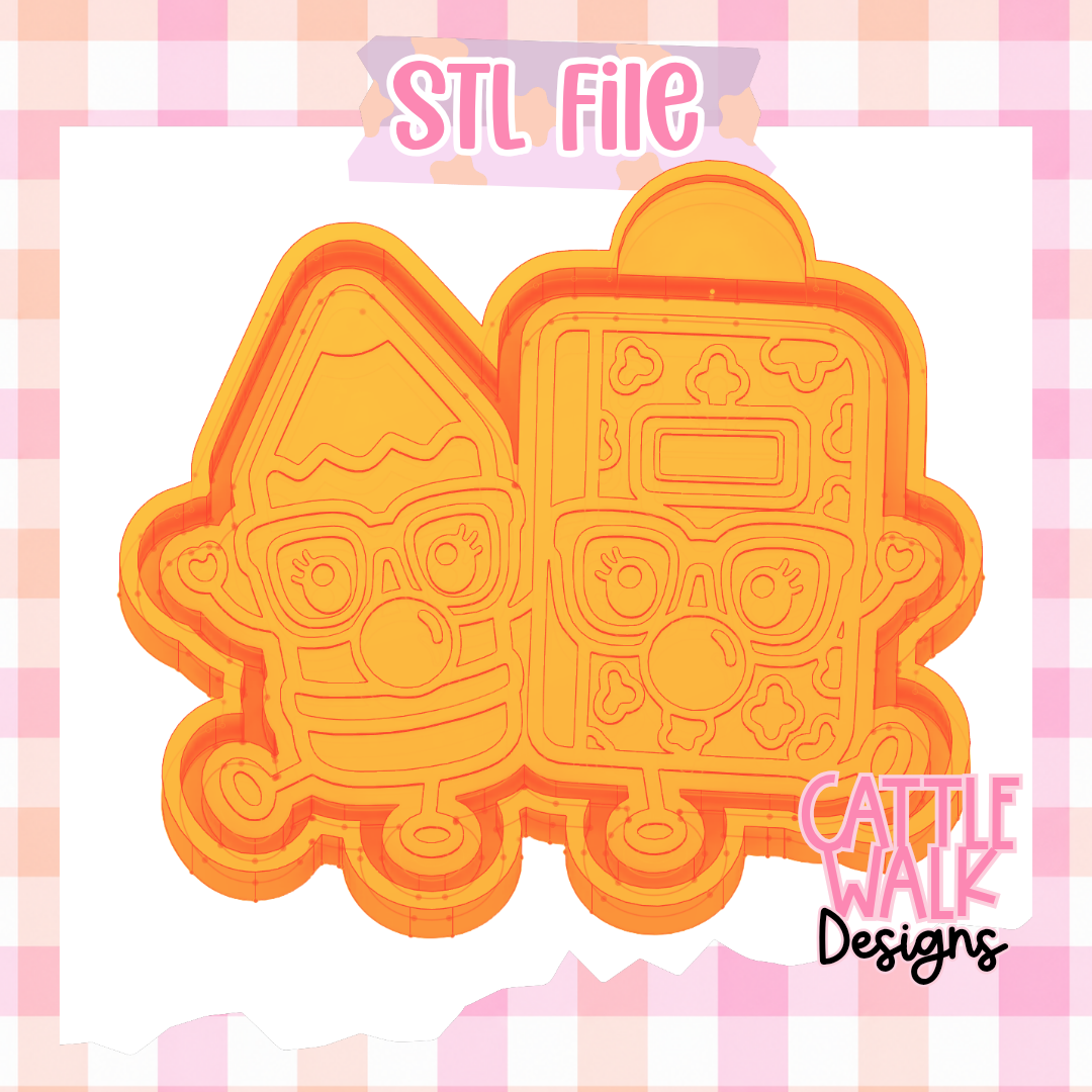 School Besties Pencil & Composition Book Freshie Mold STL File | Digital Download