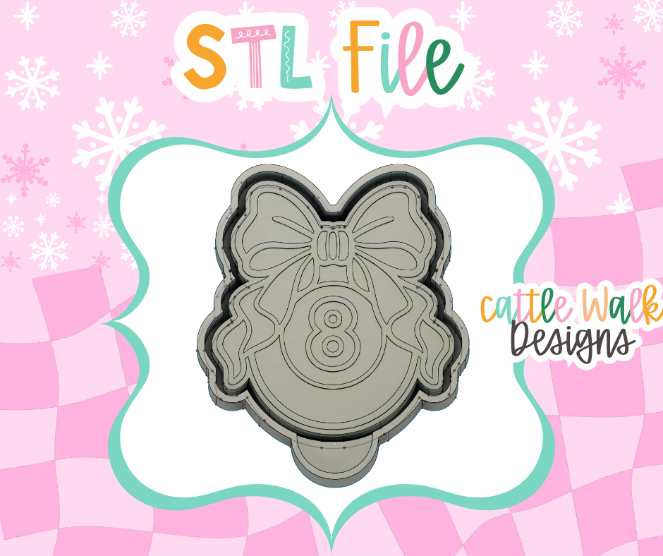 Girly 8 Ball with Oversized Bow STL Mold File