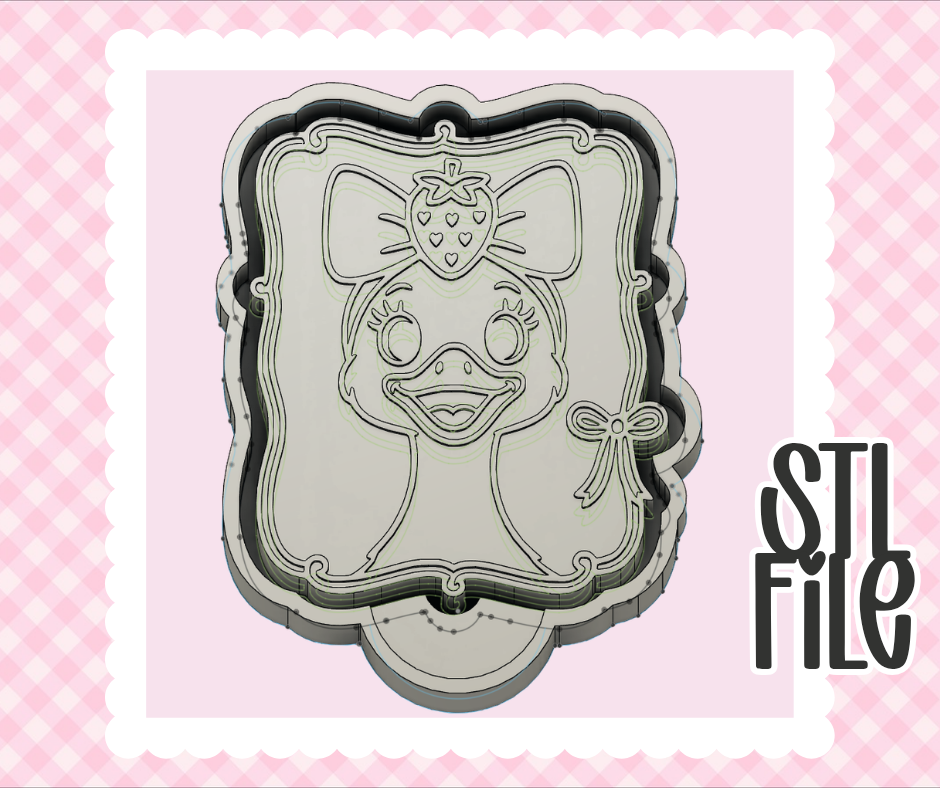 Strawberry Bow Goose Frame STL File | Chunky Bold Cardstock & Mold-Ready 3D Print Design