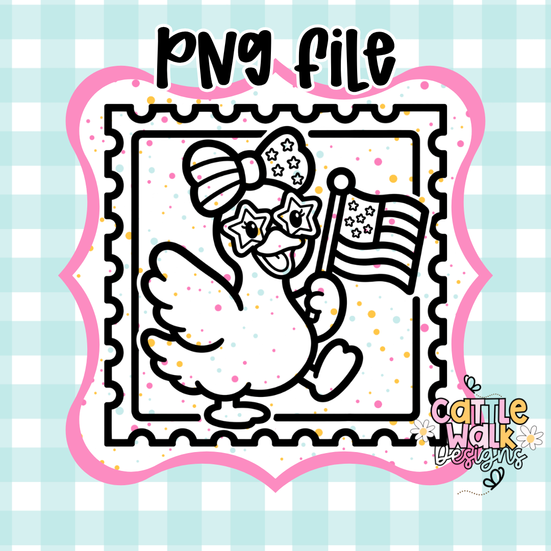 Patriotic Goose Stamp PNG | 4th of July Goose PNG | Kawaii Americana Goose | Freshie & Sublimation Design