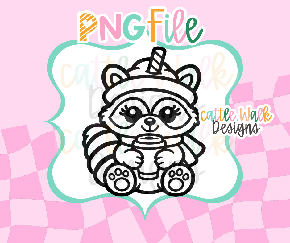 Christmas Raccoon PNG | Cute Raccoon with Coffee Digital Download