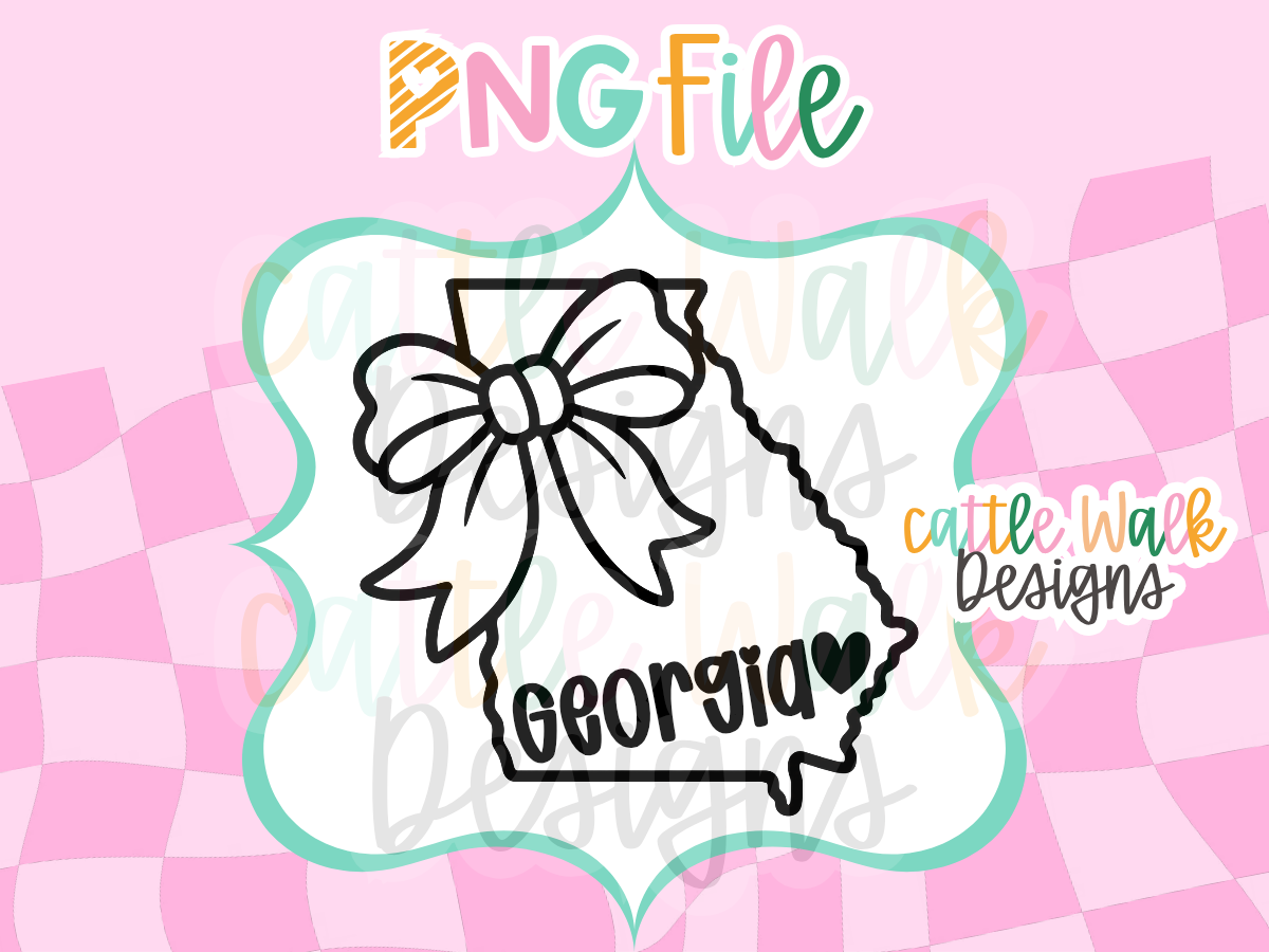 Georgia State Bow PNG | Georgia Heart State PNG | GA Freshie Design