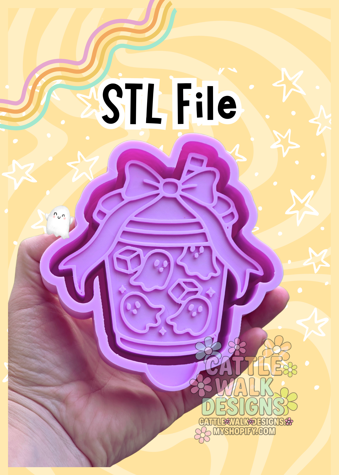 Ghost Iced Coffee Freshie Mold STL