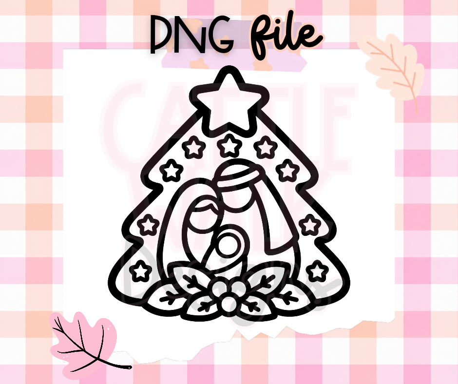 Christmas Nativity Tree PNG | Holy Family Digital Download