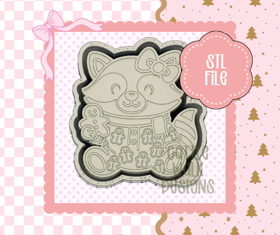 Chunky Gingerbread Raccoon STL File â Christmas Freshie Mold Design
