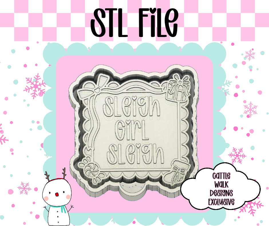 Sleigh Girl Sleigh STL File – Sassy Christmas Freshie Mold | 3D Print File for Holiday Designs | Cattle Walk Designs Exclusive