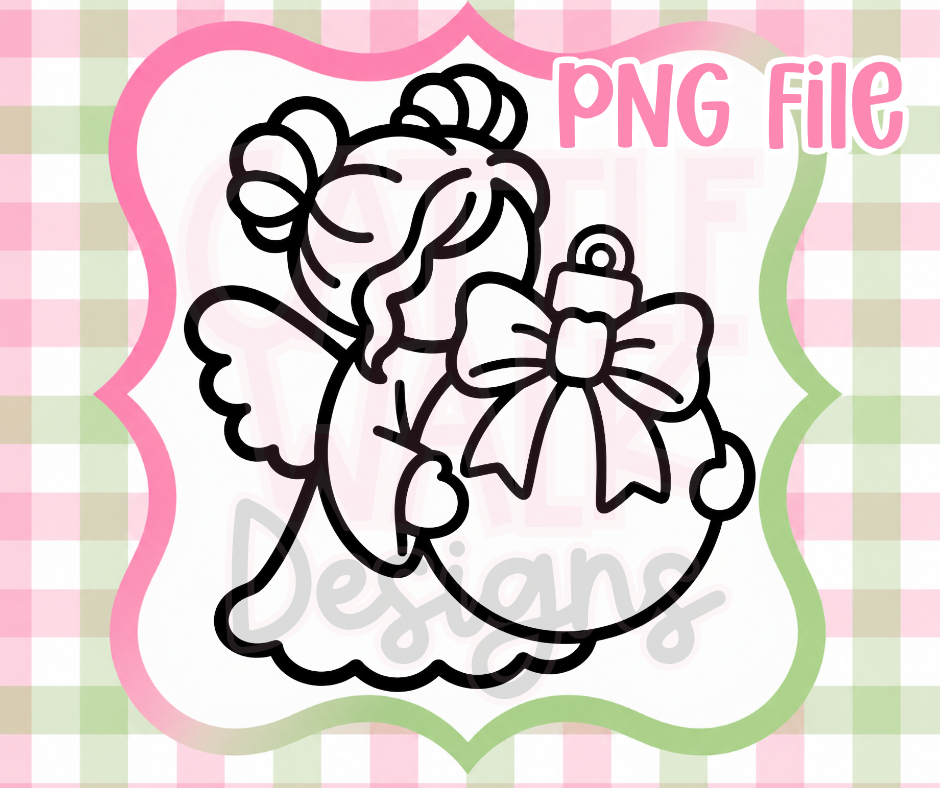Christmas Angel Holding Ornament PNG | Cute Holiday Digital Download for Freshies & Crafts