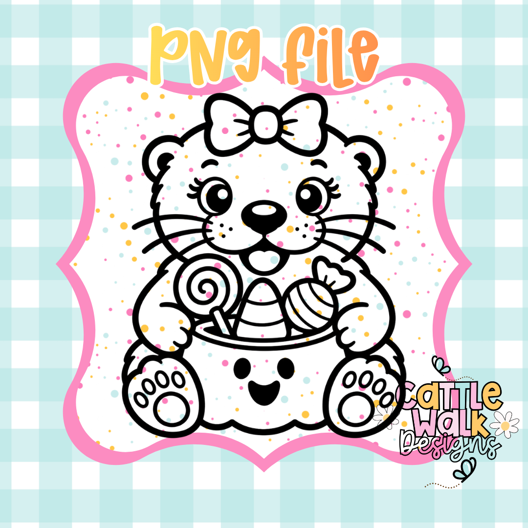 Cute Otter Holding Ghost Candy Bucket PNG | Halloween Otter Sublimation Design | Kawaii Fall PNG | Commercial Use