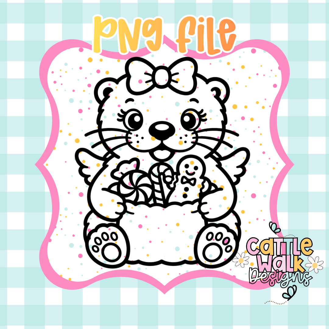 Cute Christmas Otter with Candy Sack PNG | Christmas Otter Sublimation Design | Kawaii Holiday PNG | Commercial Use