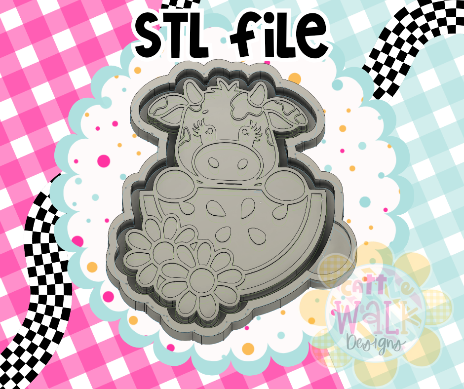 Watermelon Cow STL File | Summer Freshie Mold Design