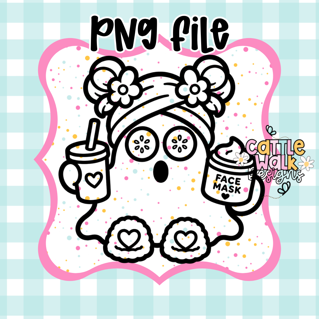 Spa Ghost PNG | Self Care Ghost PNG | Cute Kawaii Summerween CWD-Style Design