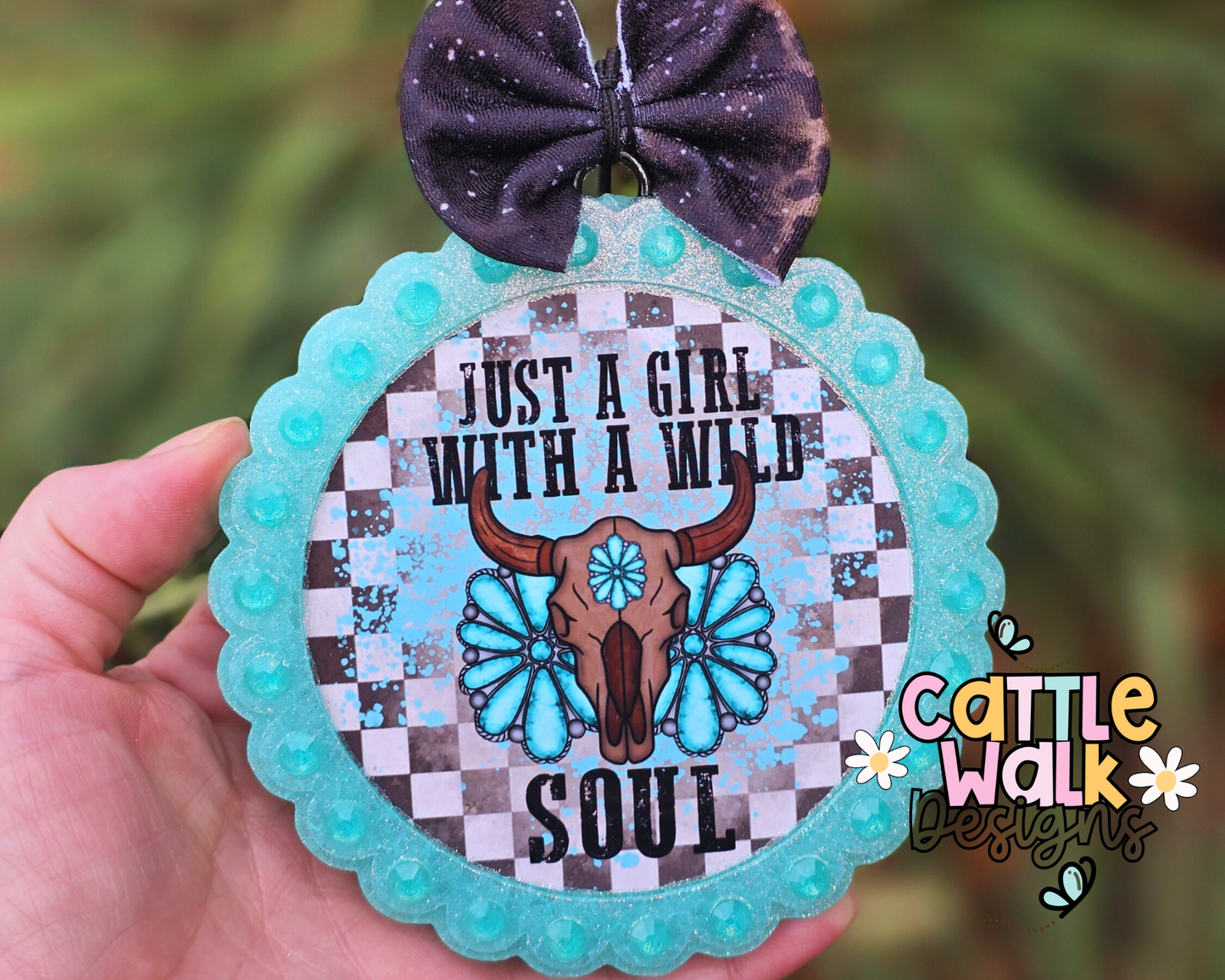 Just a Girl with a Wild Soul Freshie – Discounted Overbaked Western Freshie – Pink Chiffon Scent