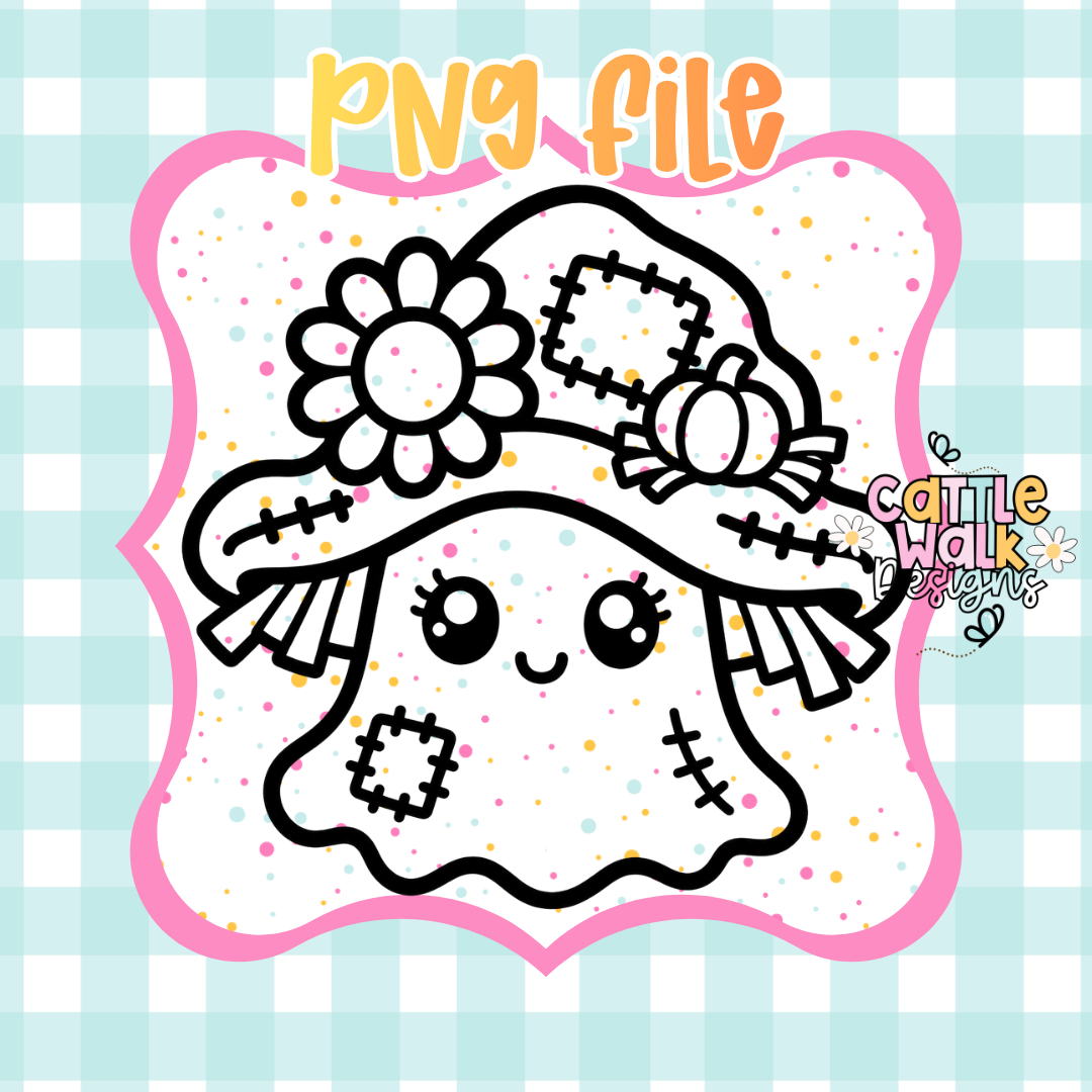 Scarecrow Ghost PNG | Cute Halloween Ghost PNG | Farmhouse Halloween PNG | Kawaii Ghost PNG | Digital Download