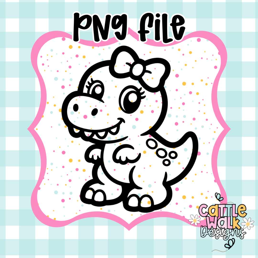 Kawaii T-Rex PNG File | Cute Dinosaur PNG | Bow Dino PNG | CWD-Style Freshie PNG