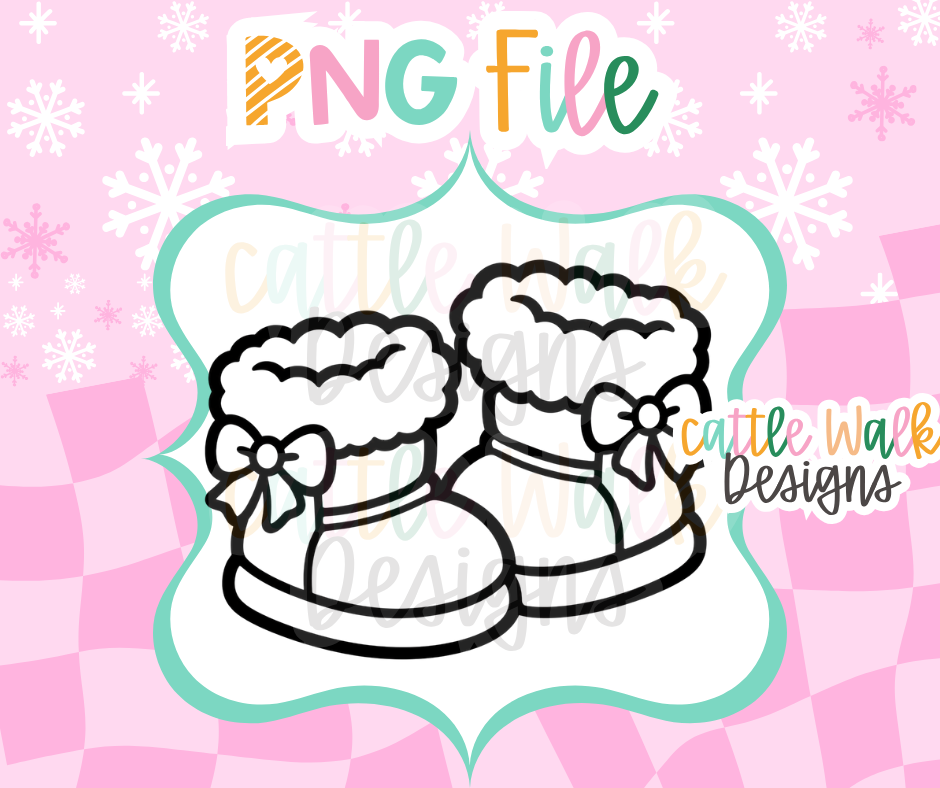 Cozy Winter Boots PNG | Fur Boots with Bows PNG | Girly Winter PNG | Christmas Freshie Mold Design | Digital Download