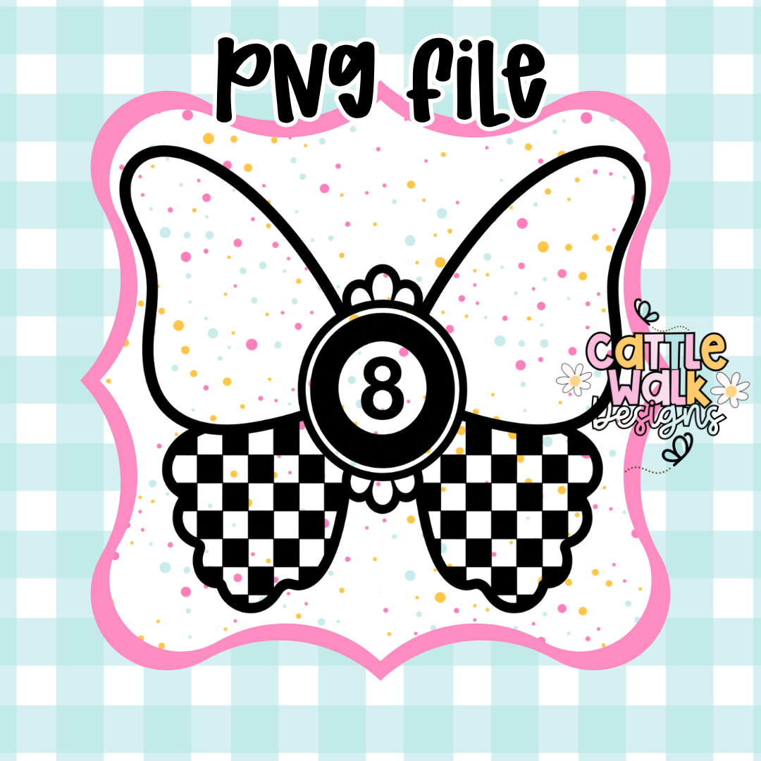 8 Ball Checkered Butterfly PNG | Retro Checkerboard Butterfly | CWD-Style Thick Bold Outline | Edgy Freshie Design | Mold Friendly