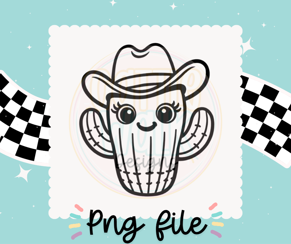 🌵🤠 Cute Cowgirl Cactus PNG – Digital Download 🤠🌵