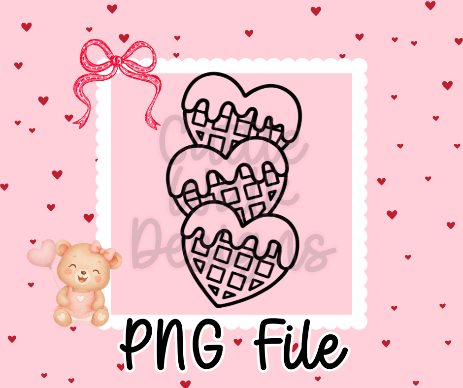 Stacked Waffle Hearts PNG • Drippy Valentine Waffle Clipart • CWD Thick Outline Design