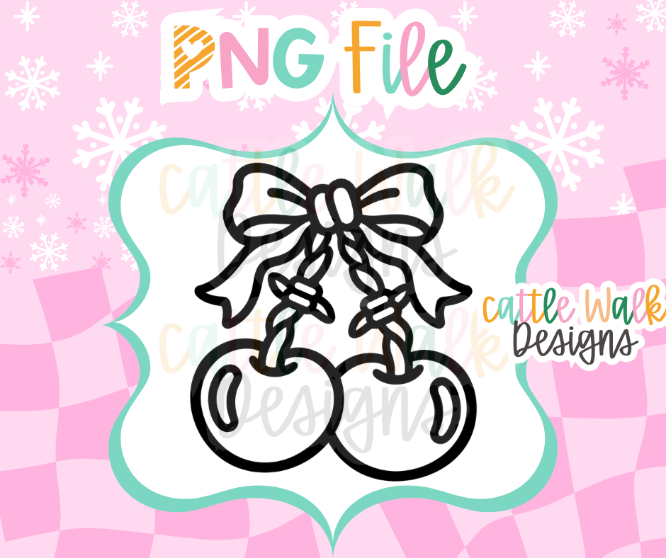 Cherries with Bow PNG | Girly Cherry PNG | Coquette Cherries PNG | Cute Freshie Mold Design | Digital Download