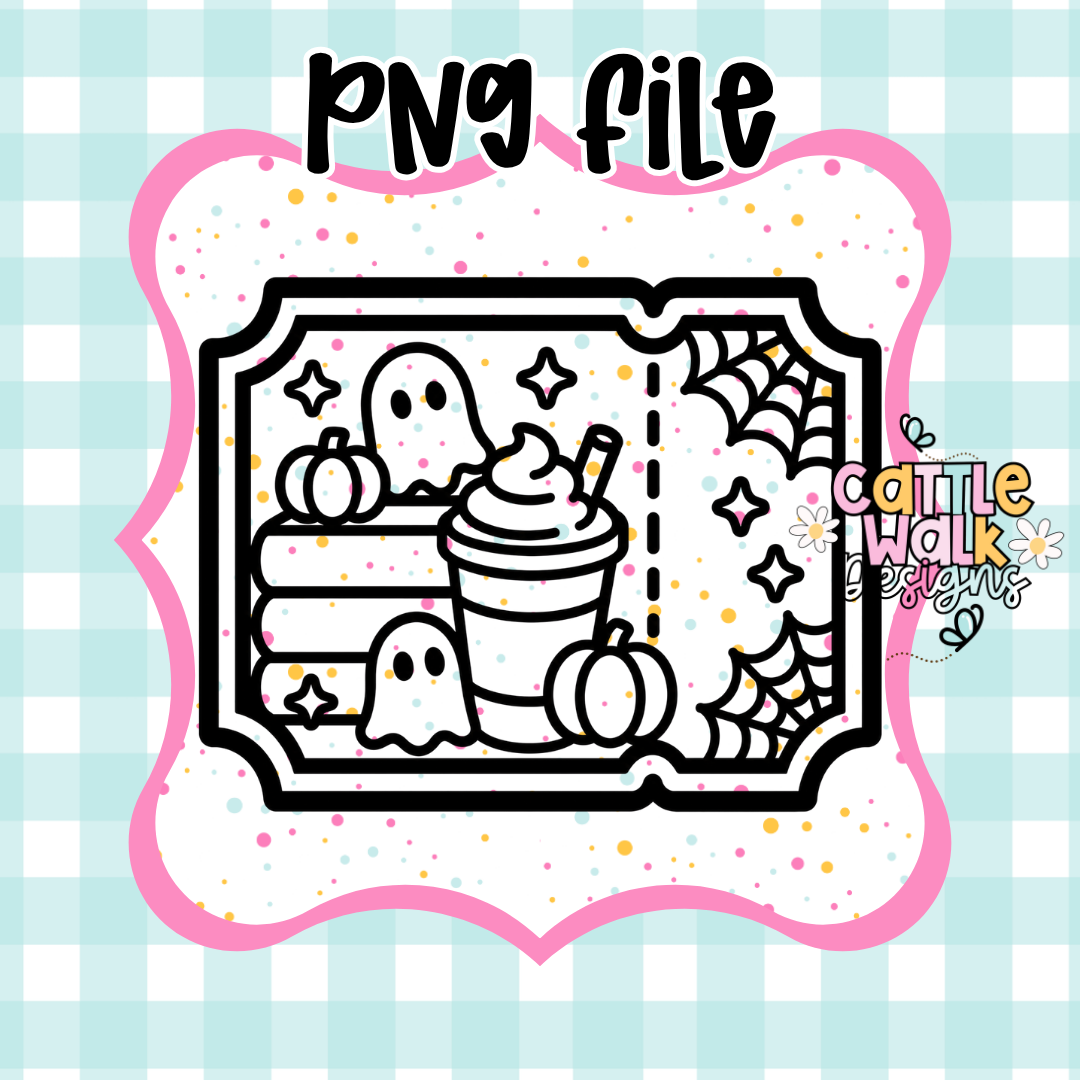 Ghost Coffee Ticket PNG | Kawaii Halloween Digital Download