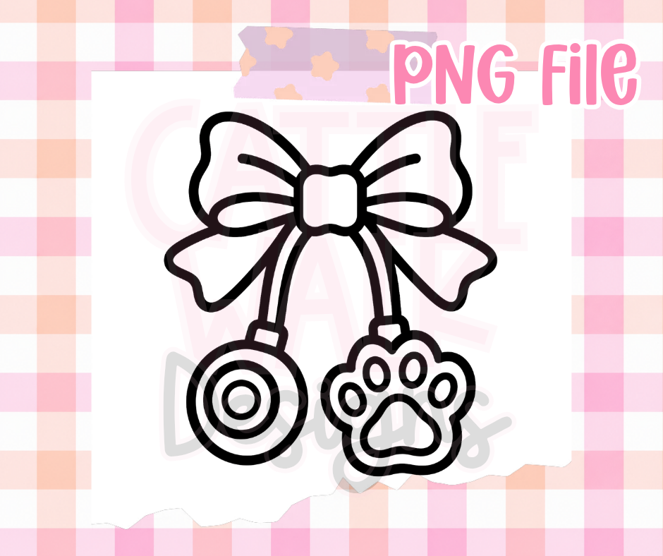 Vet Tech Stethoscope Bow PNG | Paw Print Veterinary PNG | Veterinarian Digital Download