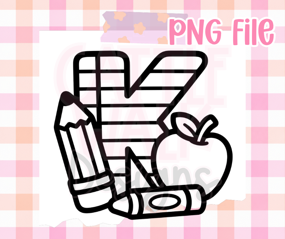 Teacher School Supplies PNG | Pencil Apple Crayon PNG | Back to School Digital Download