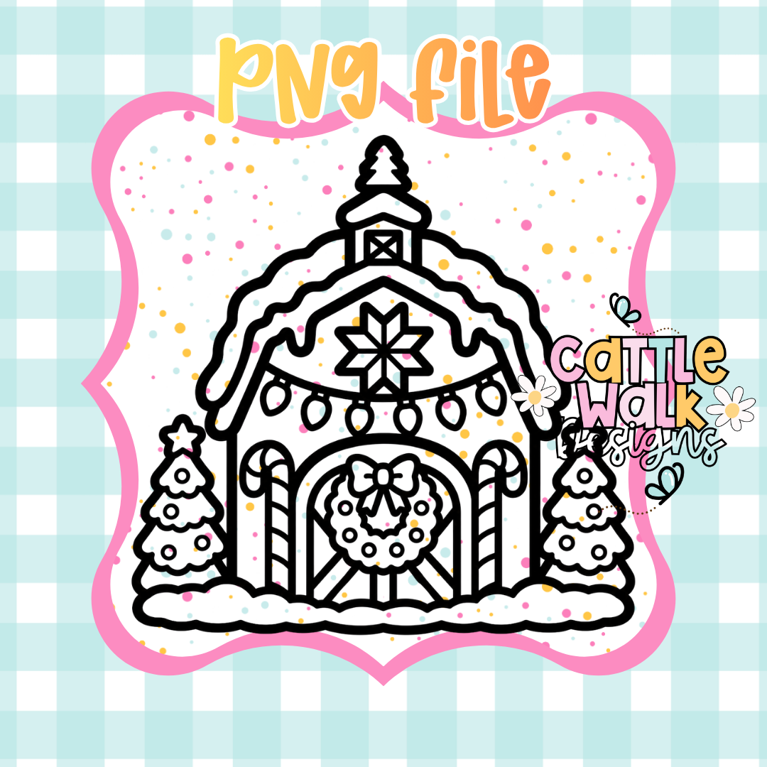 Christmas Barn PNG | Snowy Holiday Barn | Winter Farmhouse | Digital Download | Freshie PNG | Sublimation Design