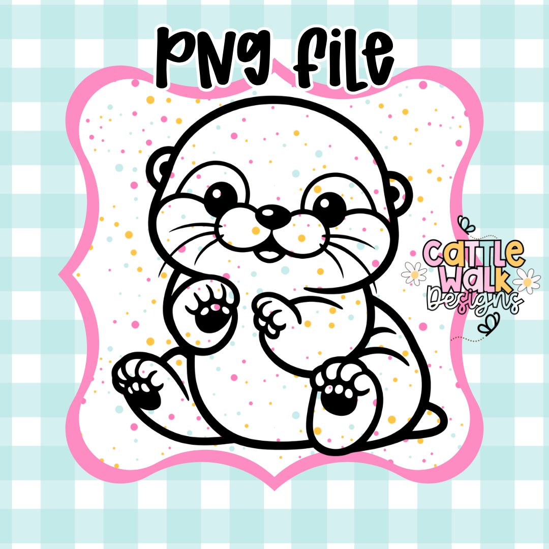 Baby Otter PNG File | Thick Bold Outline | Mold Maker Friendly | Digital Download (No STL Resale)