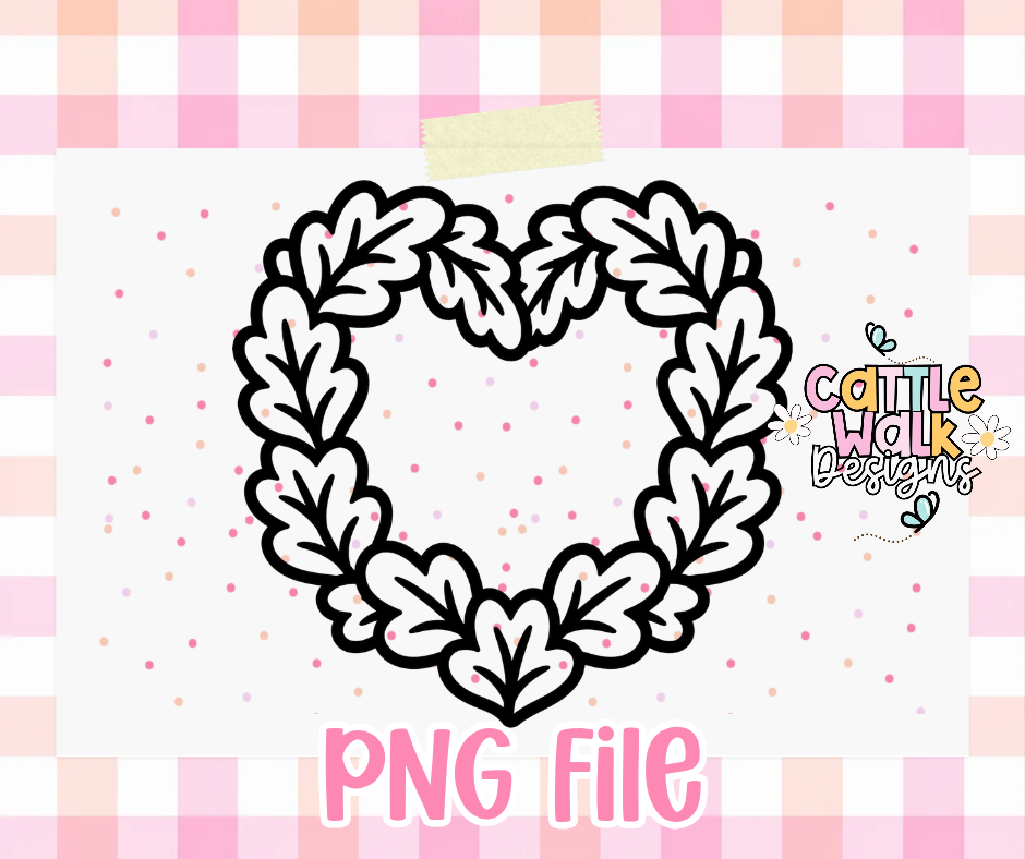 Blank Fall Leaf Heart PNG | Cardstock Mold Design | Customizable Autumn Frame