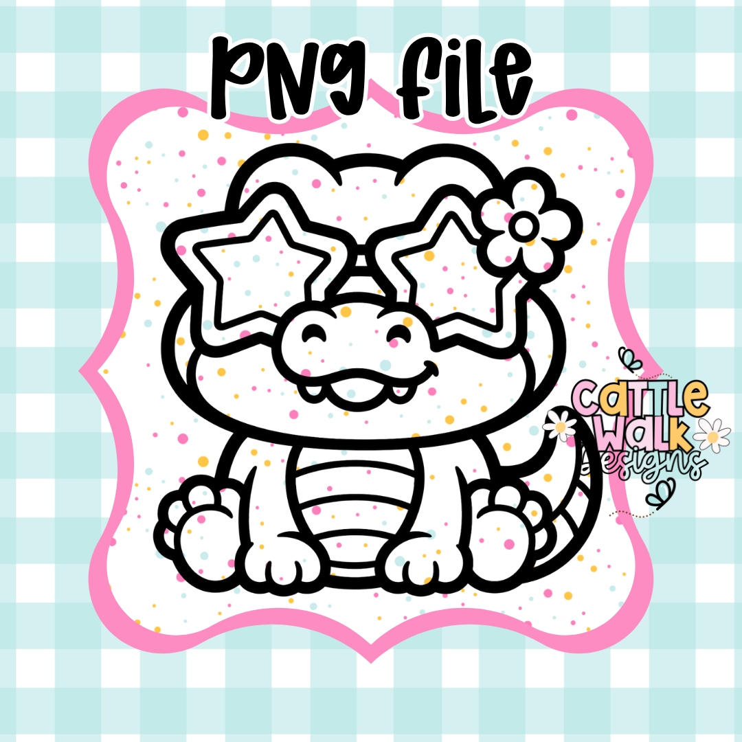 Kawaii Gator PNG | Cute Retro Alligator PNG | CWD-Style Summer Design