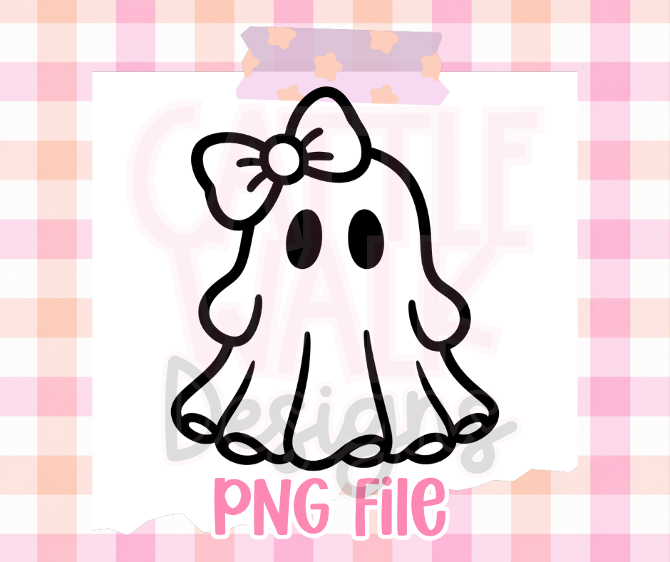 Cute Ghost with Bow PNG | Girly Spooky Ghost Digital Design