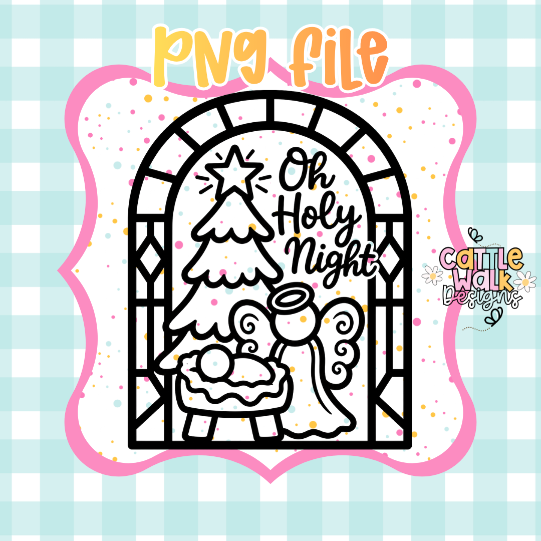 Oh Holy Night Nativity PNG | Christmas Christian Digital Download | Sublimation PNG | Waterslide PNG | Printable Design