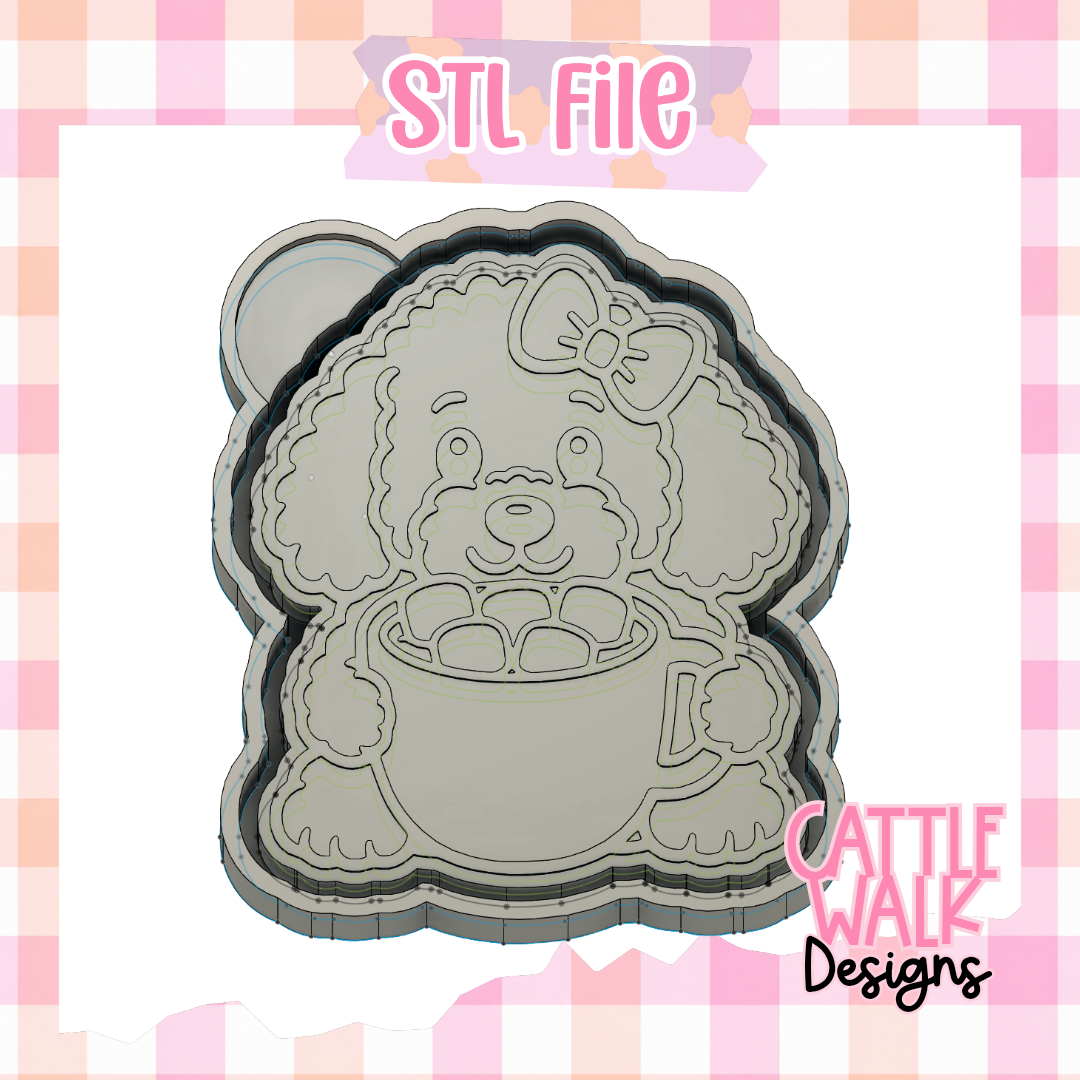 Goldendoodle with Hot Cocoa Freshie Mold STL File | Digital Download