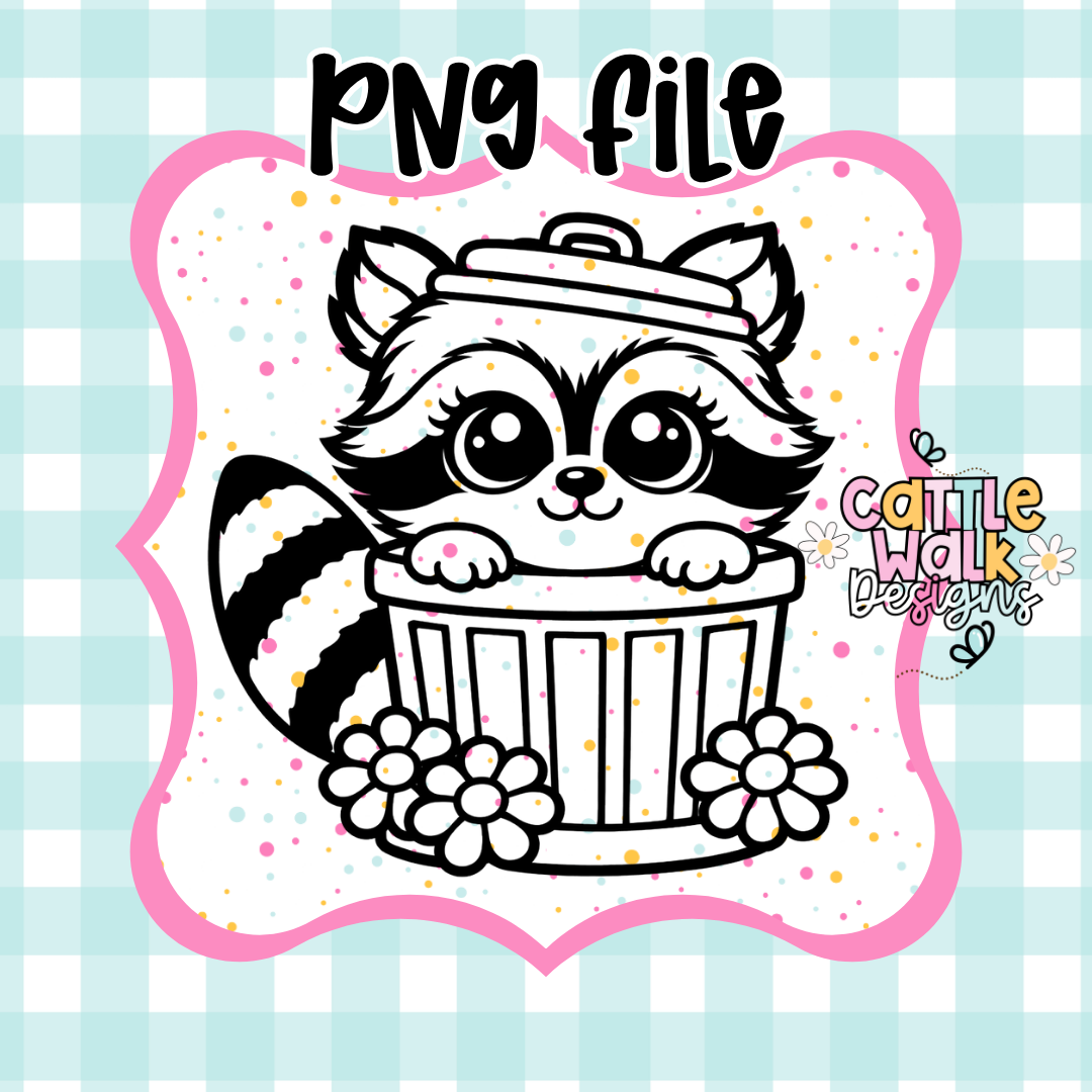 Baby Raccoon in Trash Can PNG š¦š¼ | CWD Bold Outline Design