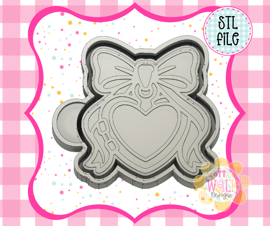 Heart Bow Locket Freshie Mold STL | Coquette Heart Locket Freshie STL File | 3D Printed Freshie Mold | Cattle Walk Designs