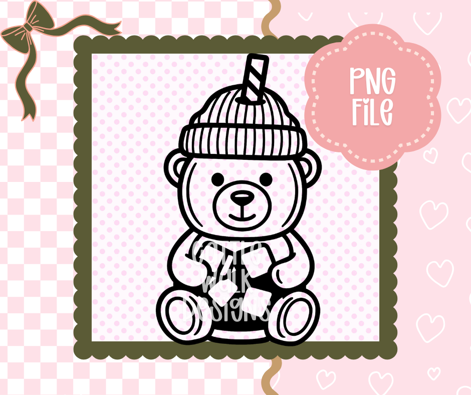 Winter Bear – Thick Outline PNG | Cute Kawaii Bear Clipart | Freshie Design Template