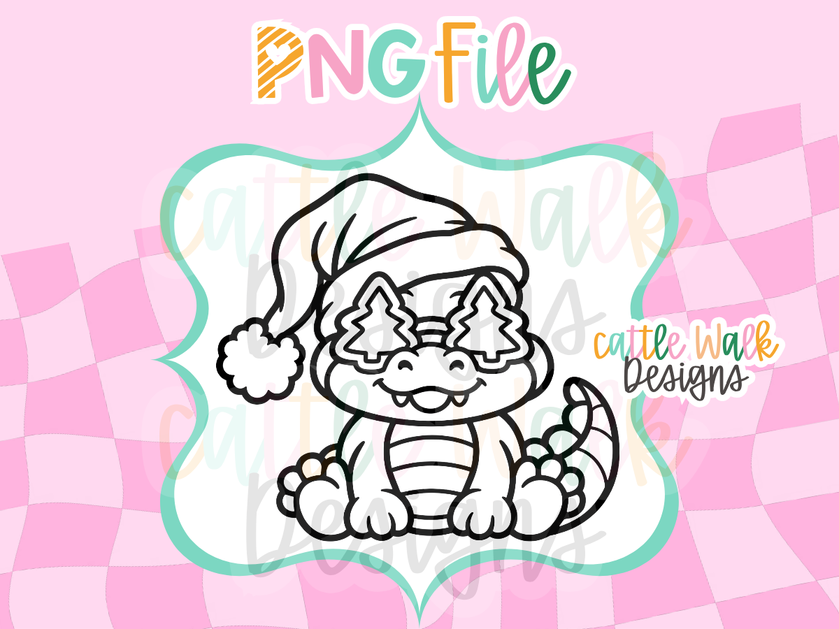 Christmas Alligator PNG | Santa Hat Gator Freshie Design | Holiday PNG