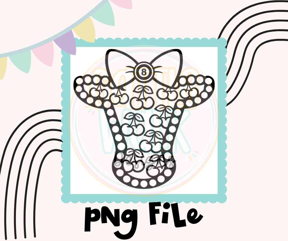 Cherry Cow Head PNG | Retro Cow Tag Design | Digital Download