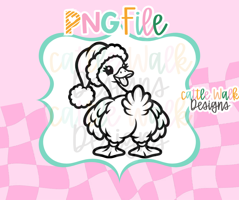 Christmas Goose PNG | Cute Santa Hat Goose Digital Download