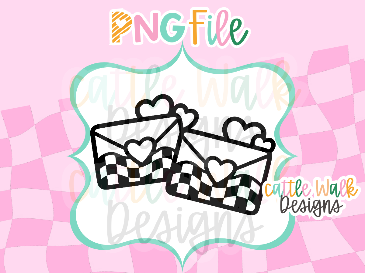 Love Letter PNG | Checkered Valentine Envelopes | Heart Mail Freshie Design