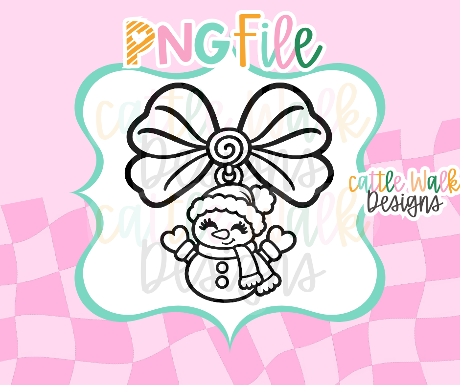 Snowman Bow Charm PNG | Cute Christmas Snowman Digital Download