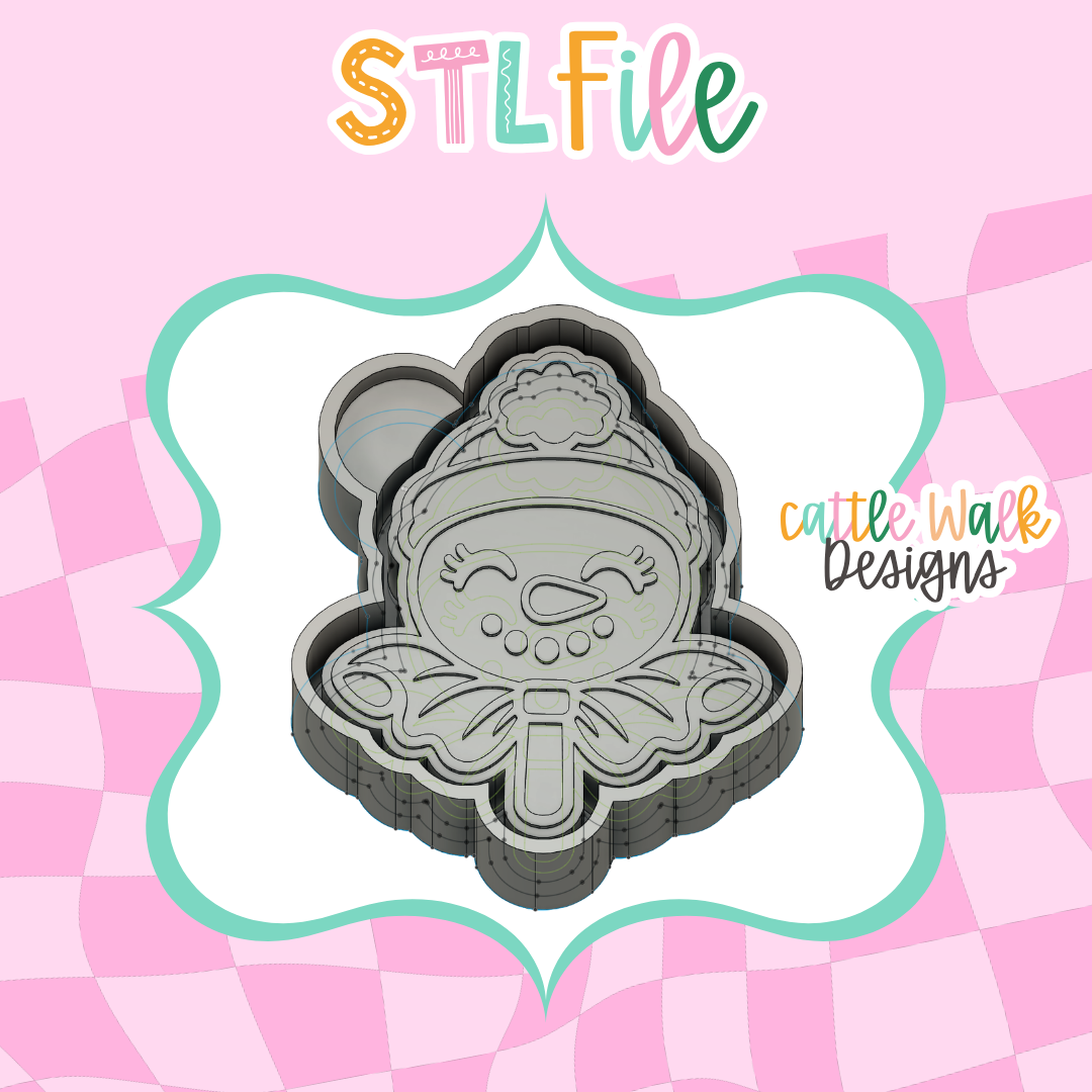 Snowman Bow Lollipop STL File | Christmas Freshie Mold Housing | 3D Print Digital Download