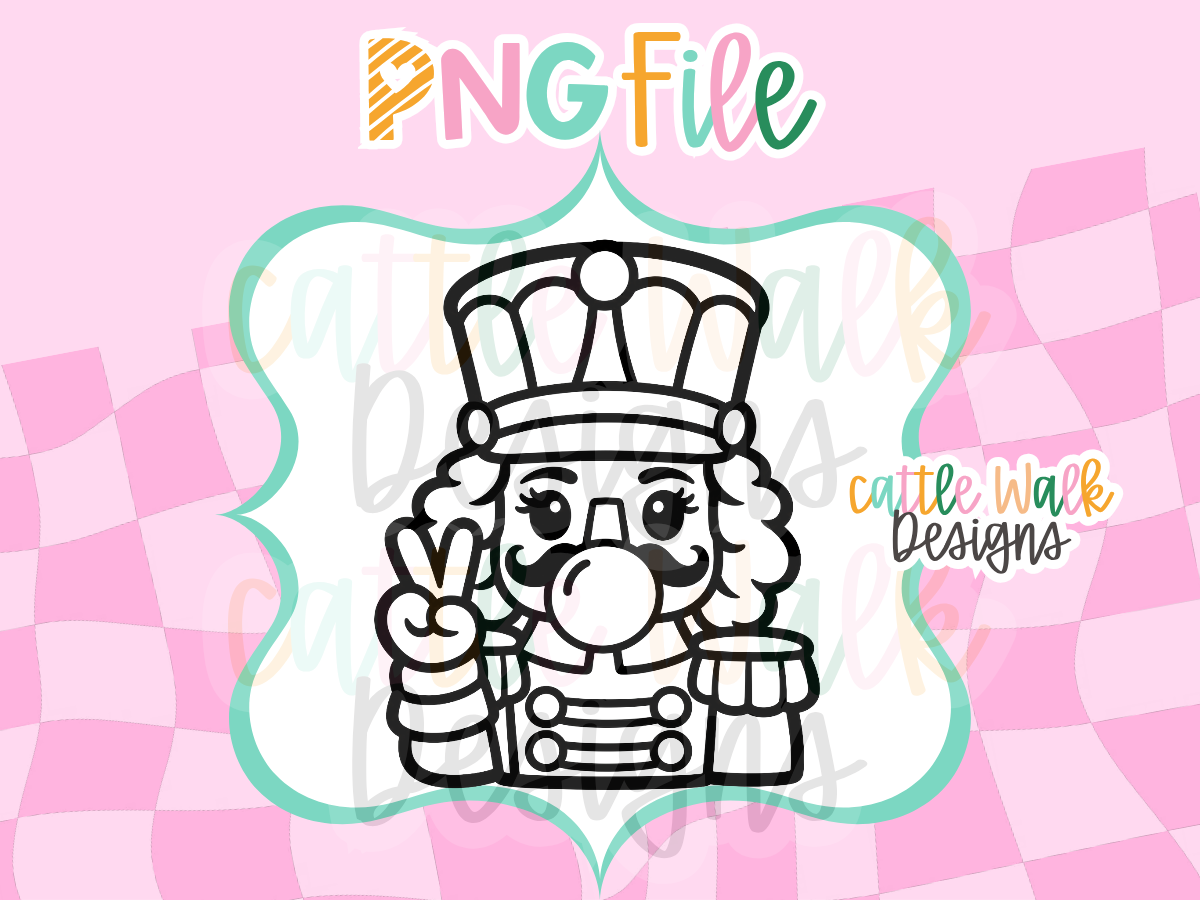 Peace Sign Nutcracker PNG | Bubblegum Nutcracker Freshie Design | Christmas PNG