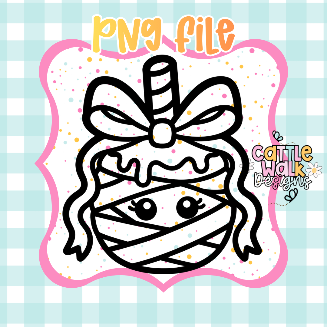 Mummy Candy Apple PNG | Cute Halloween Candy Apple Digital Download | Spooky Cute Sublimation Design