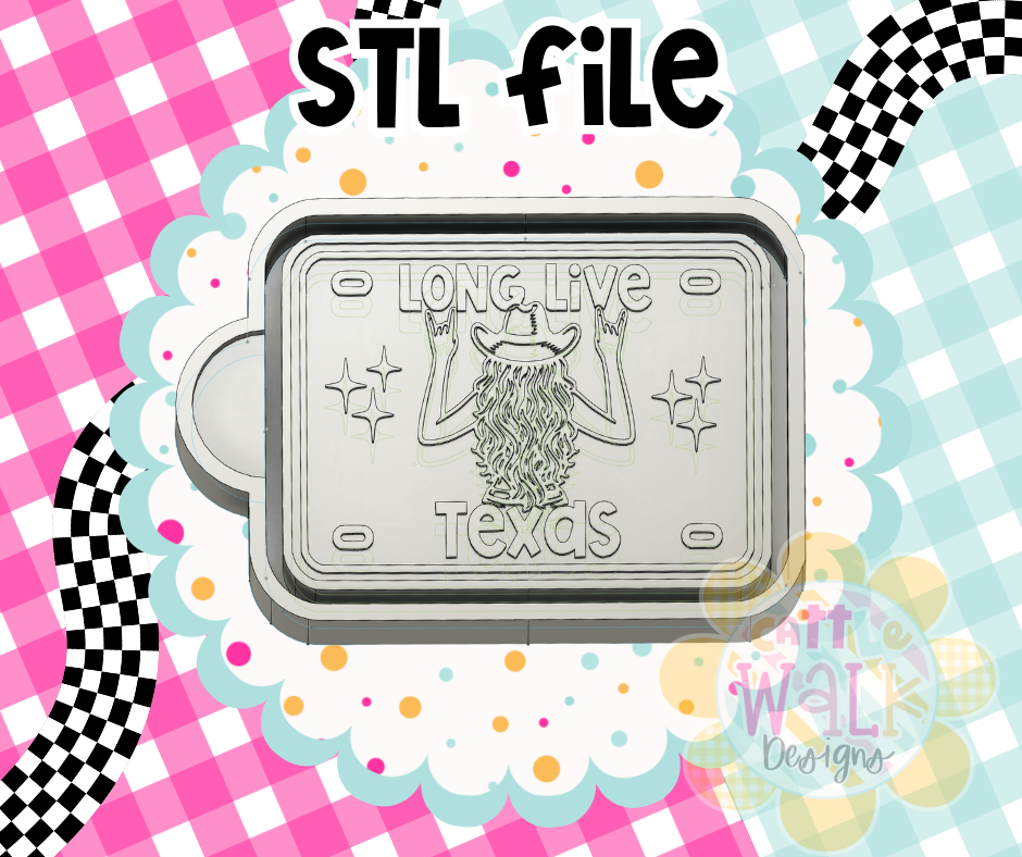Long Live Texas STL File | Western License Plate Freshie Mold Design