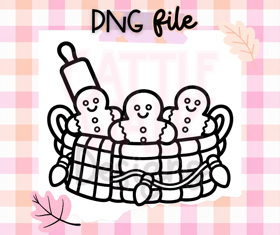 Gingerbread Baking Basket PNG | Christmas Baker Digital Download