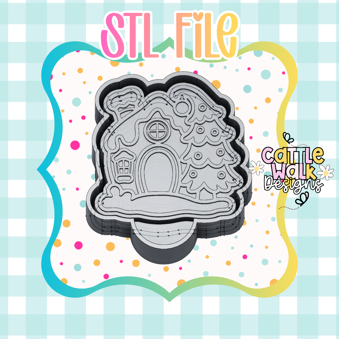 Gingerbread House & Christmas Tree STL File | 3D Printable Mold Housing | Holiday Freshie Mold STL | Digital Download